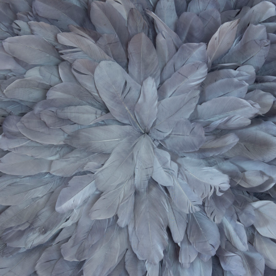 Unique Decorative Feather Wall Art Inspired by African JuJu Hats - Coral