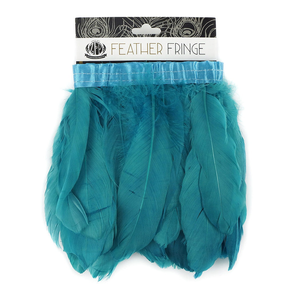 Parried Goose Pallet Feather Fringe - 6" - 1yd Aquamarine