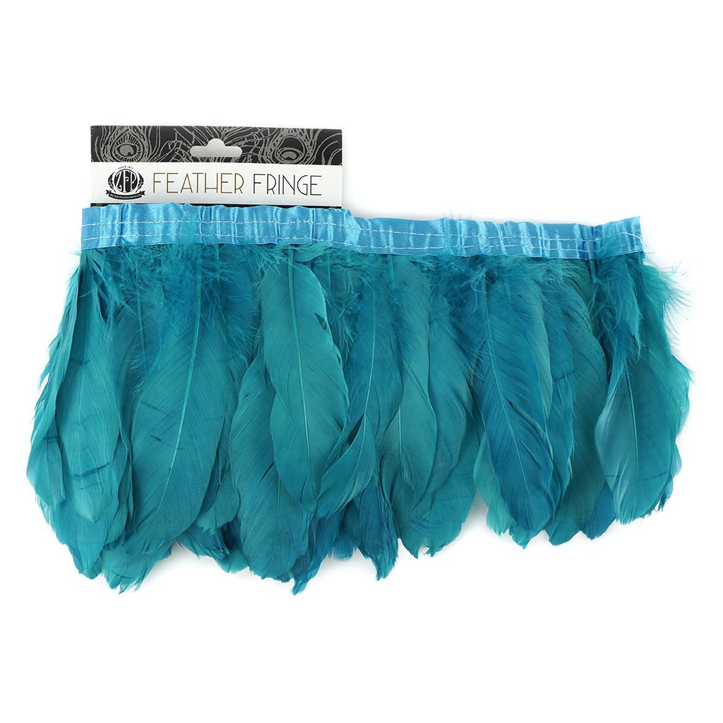 Parried Goose Pallet Feather Fringe - 6" - 1yd Aquamarine