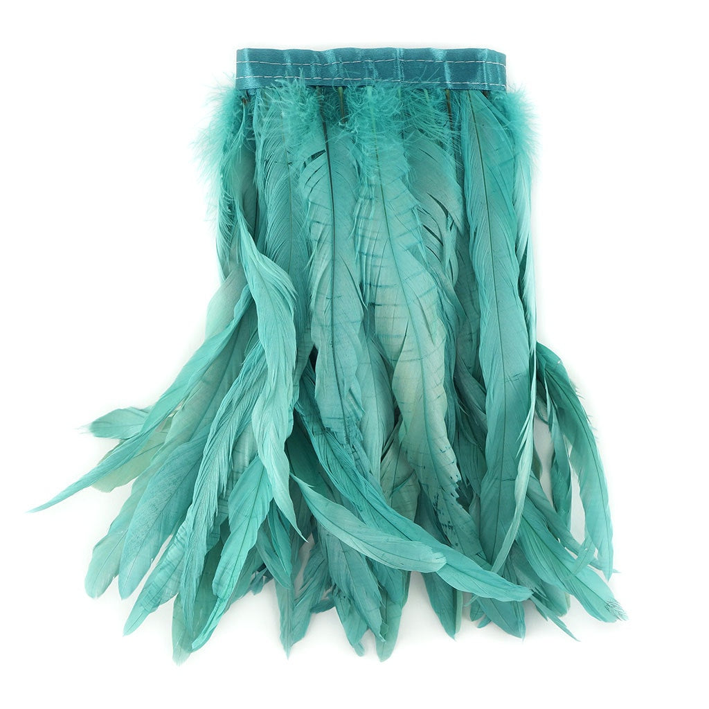Bleach Dyed Coque Tail Feather Fringe - 10-12" - Seafoam