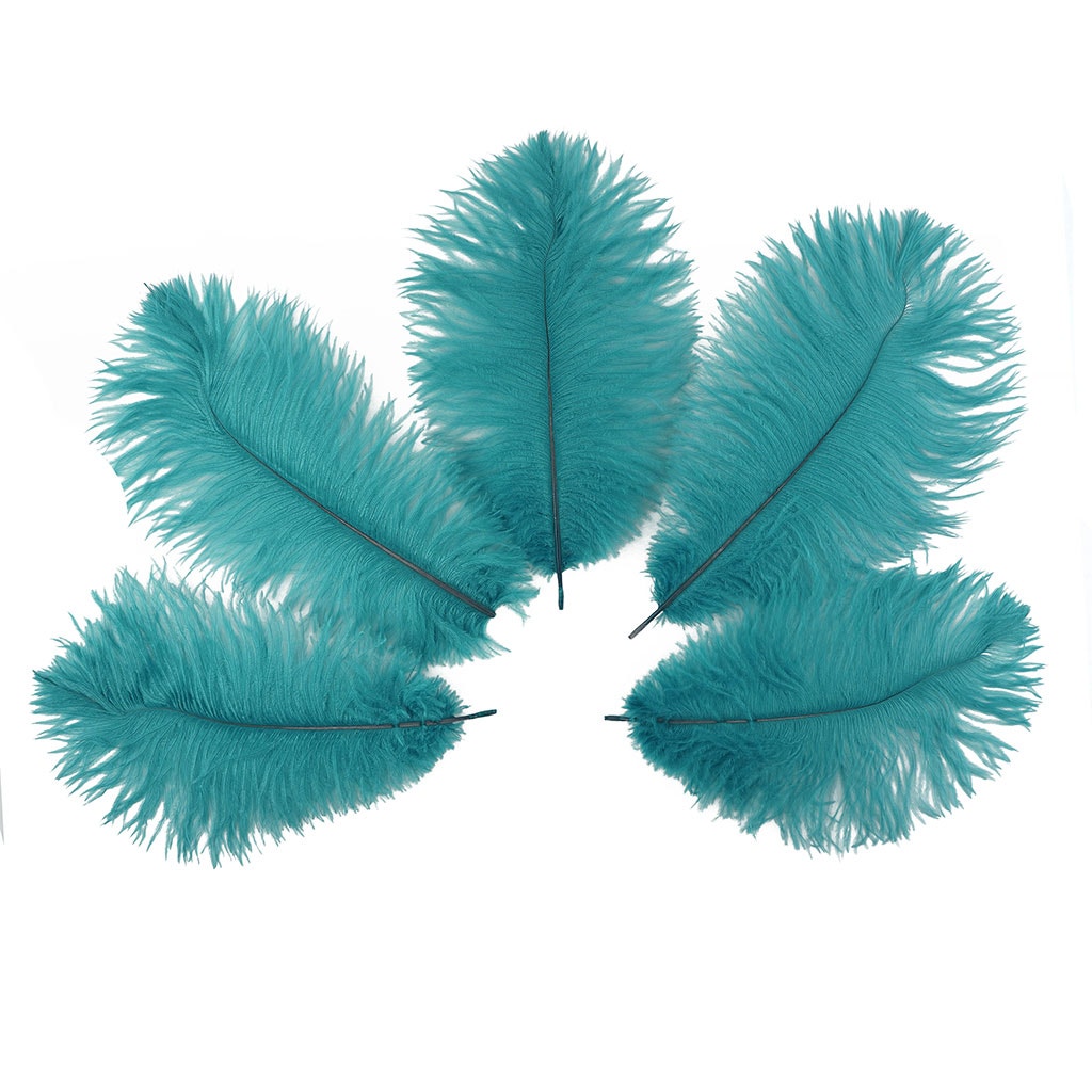 Bulk Feather Ostrich Drabs - 9-12" 1/4 lb Dark Aqua