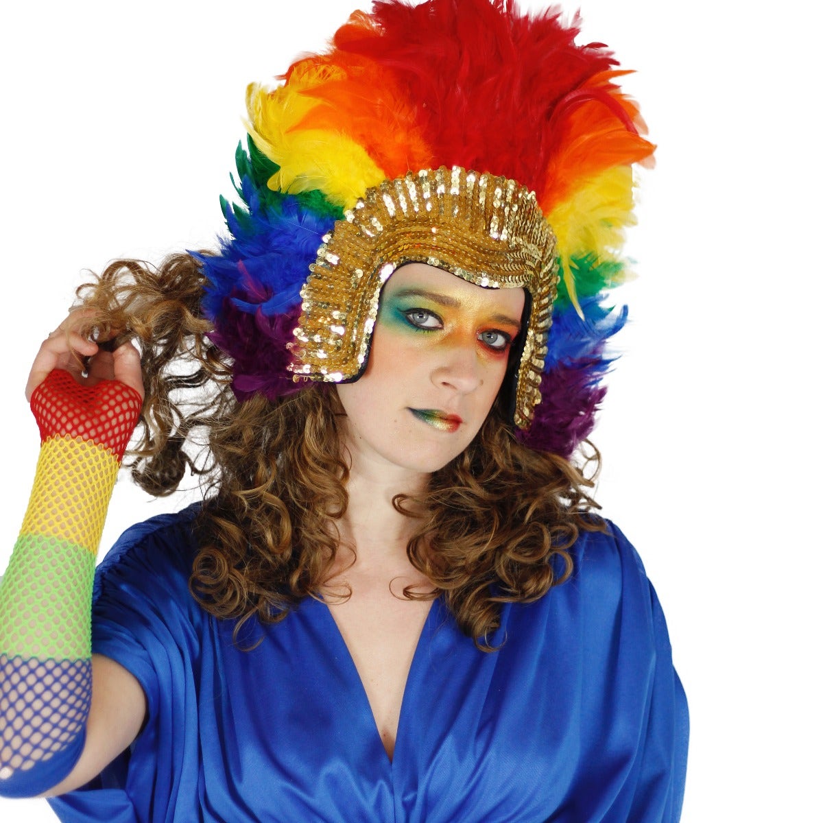 Rainbow & Sequin Feather Headdress