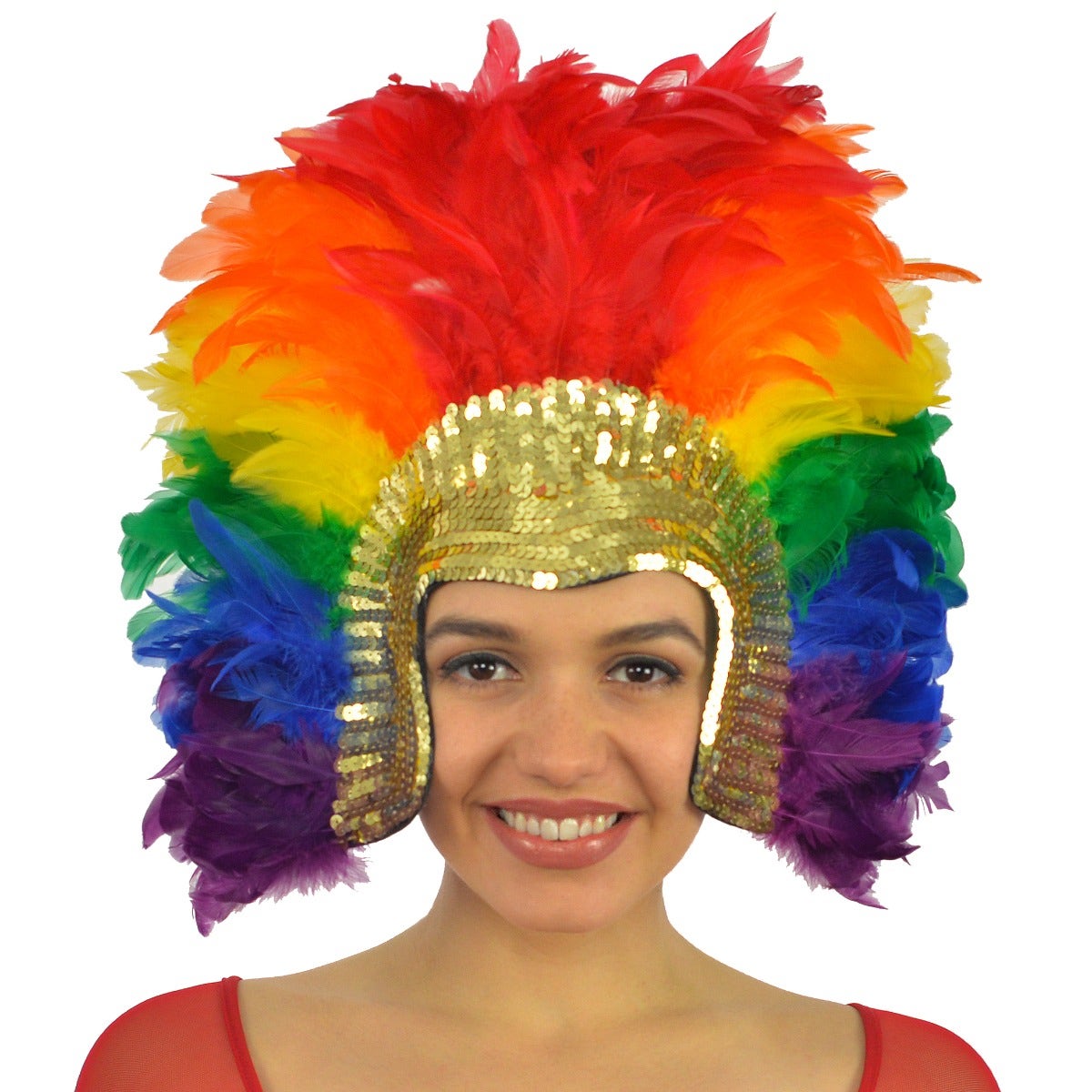 Rainbow & Sequin Feather Headdress