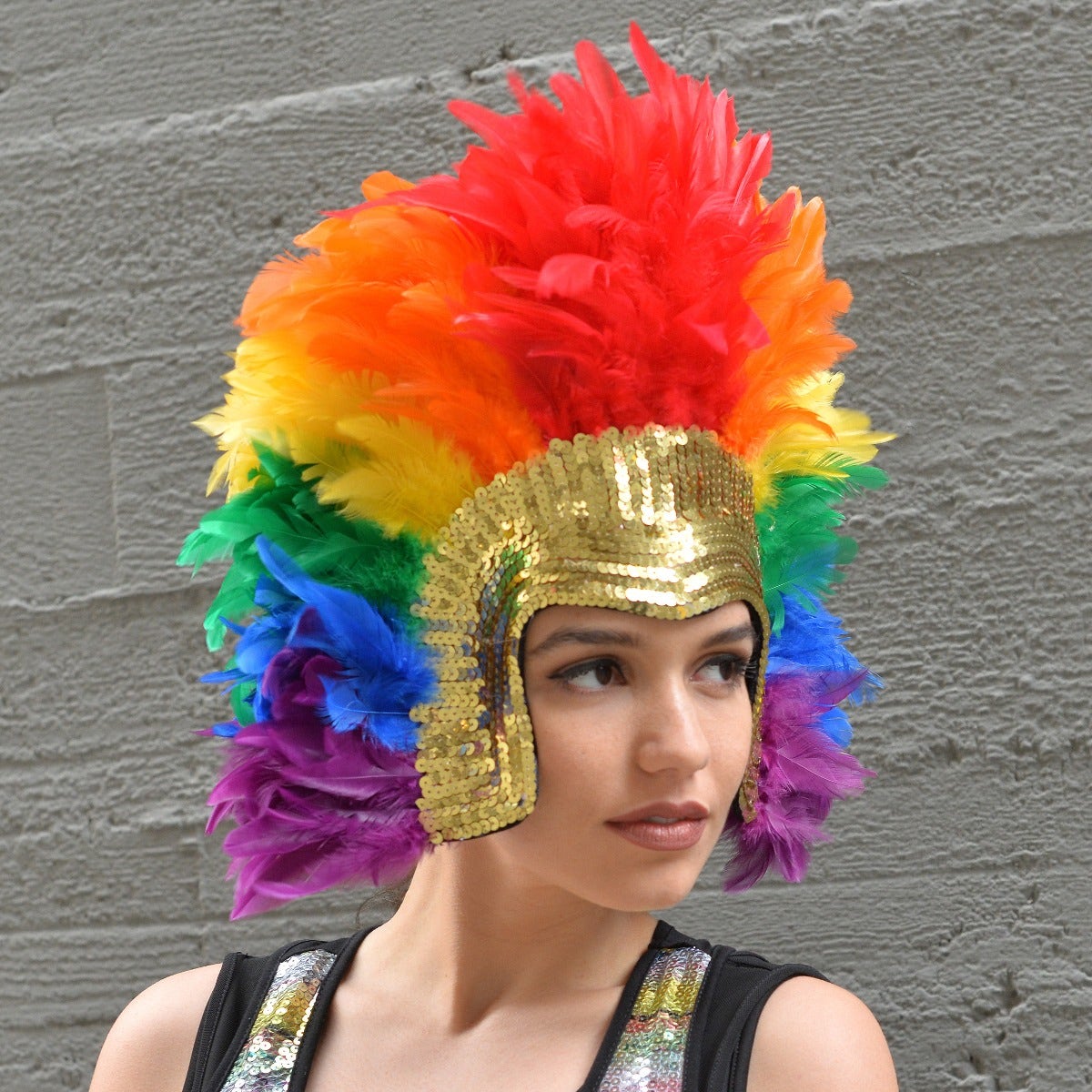 Rainbow & Sequin Feather Headdress