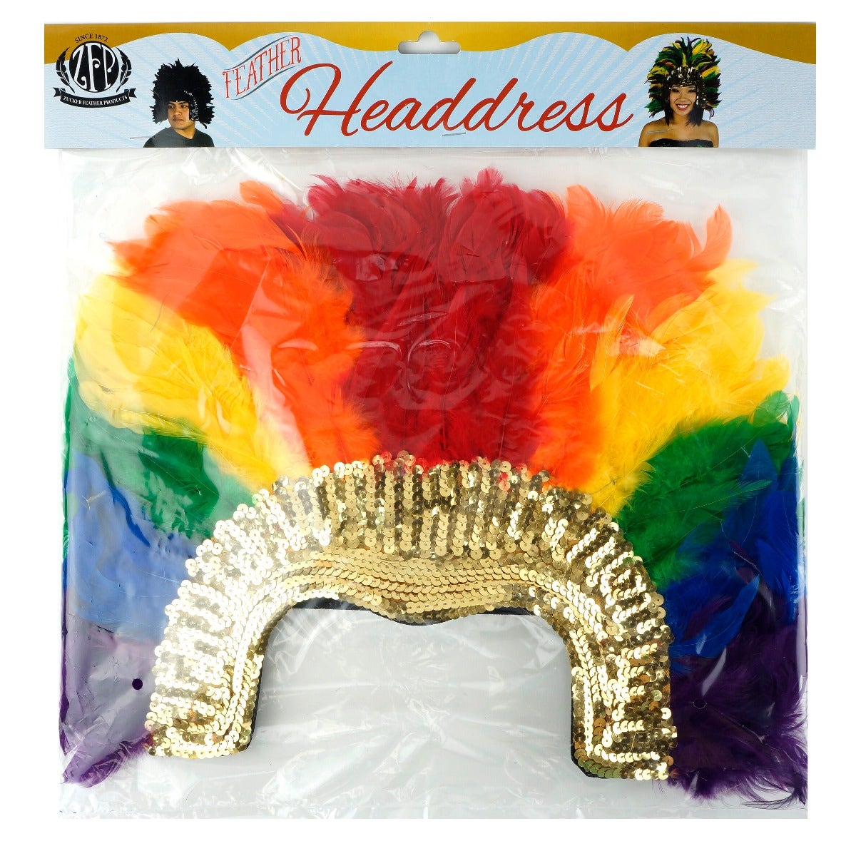 Rainbow & Sequin Feather Headdress