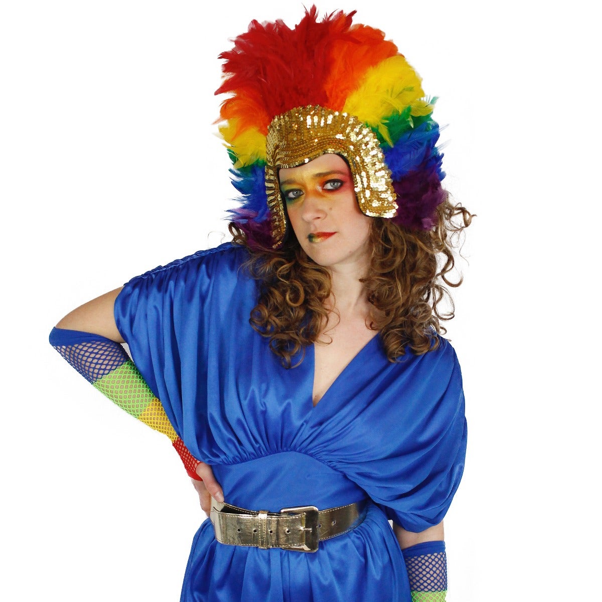 Rainbow & Sequin Feather Headdress