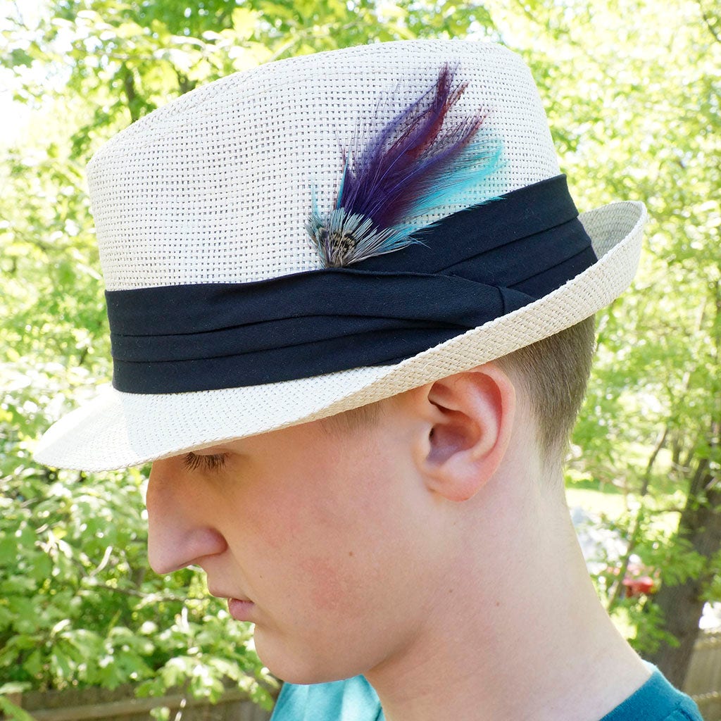 Pheasant Hackle Feather Hat Trims - Copper - Dark Aqua - Plum