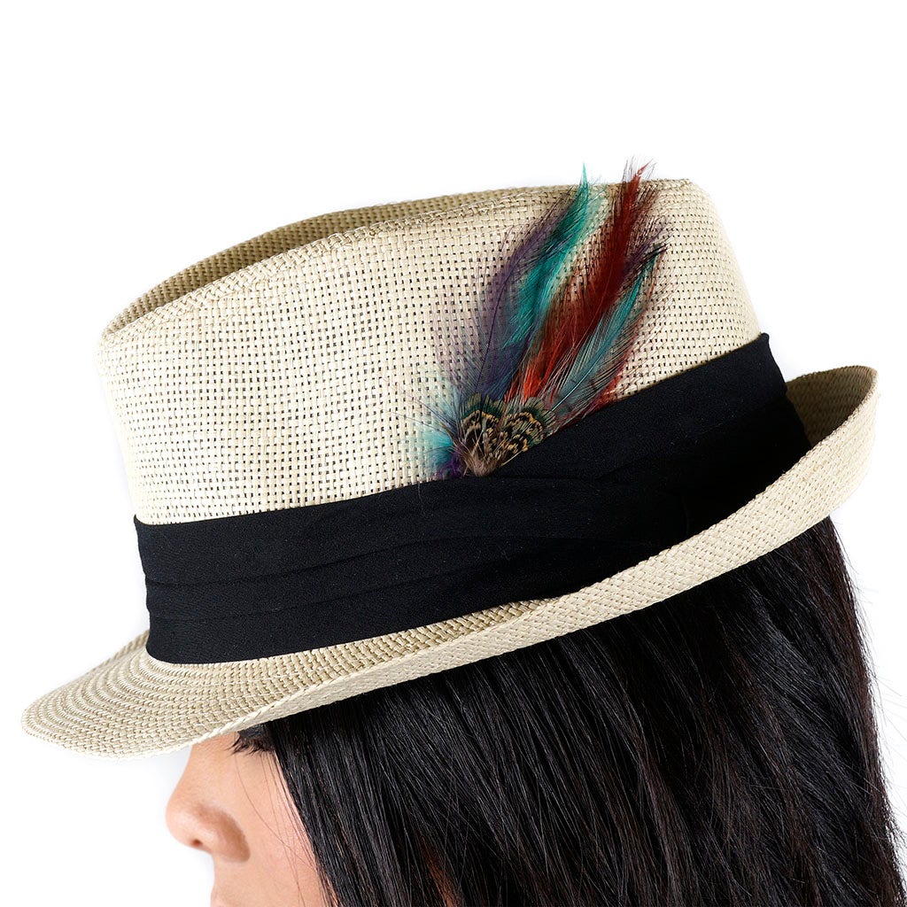 Pheasant Hackle Feather Hat Trims - Copper - Dark Aqua - Plum