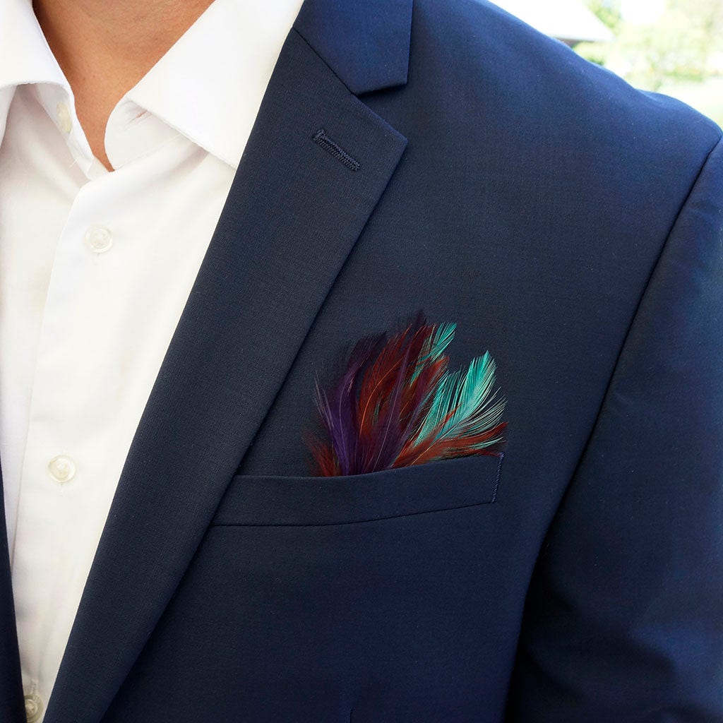 Pheasant Hackle Feather Hat Trims - Copper - Dark Aqua - Plum