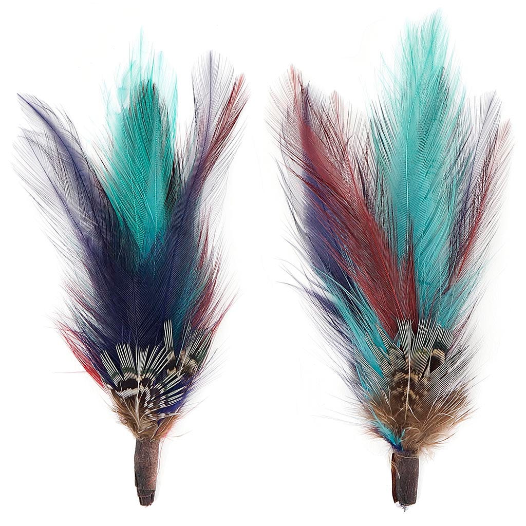 Pheasant Hackle Feather Hat Trims - Copper - Dark Aqua - Plum