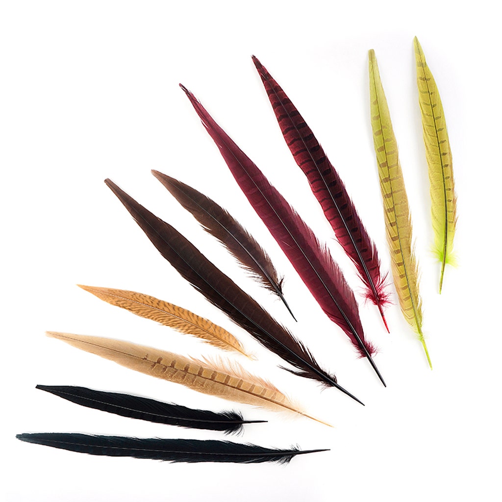 Assorted Pheasant Tails Mix Dyed - Harvest Mix