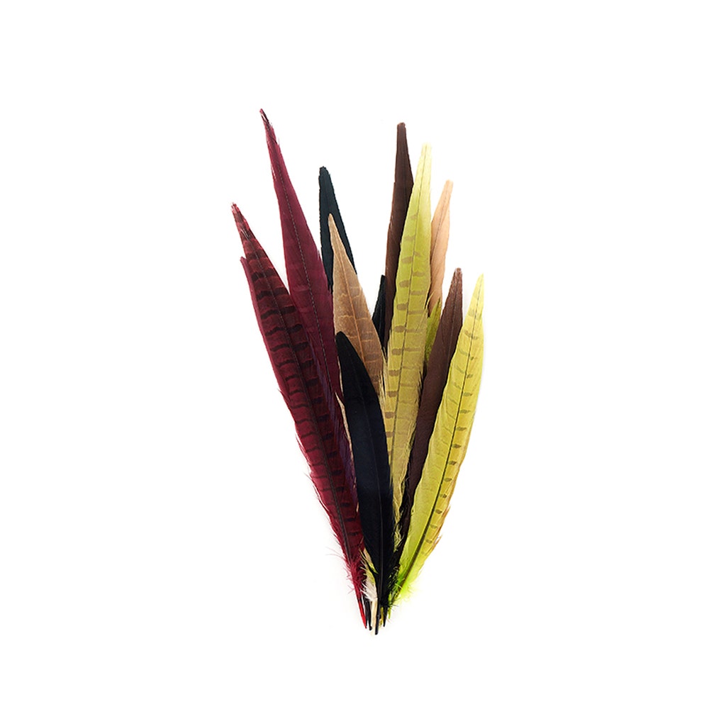 Assorted Pheasant Tails Mix Dyed - Harvest Mix