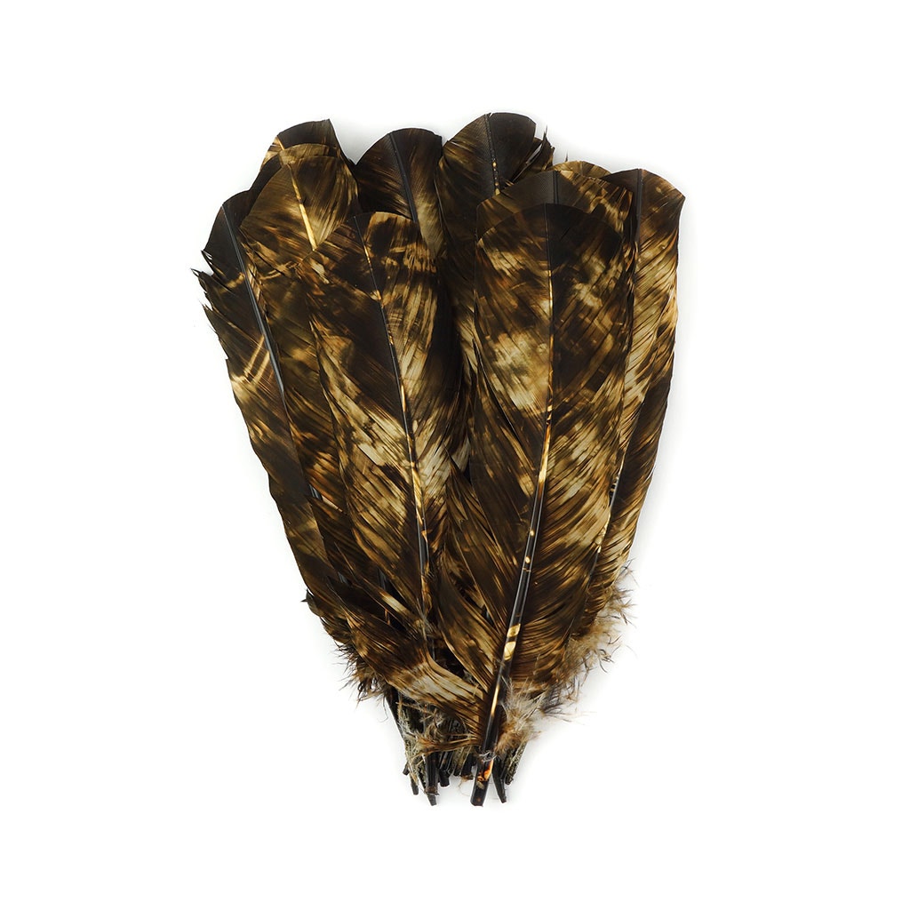 Turkey Quill Left Wing - Tie Dye - Beige & Brown