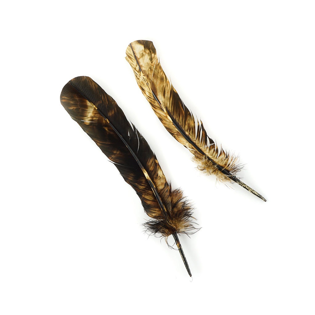 Turkey Quill Right Wing - Tie Dye - Beige & Brown