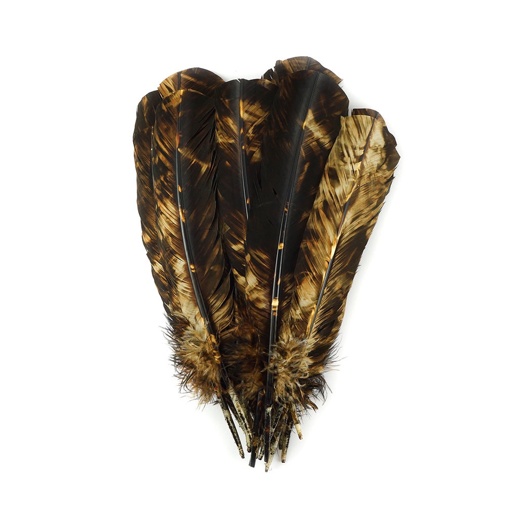 Turkey Quill Right Wing - Tie Dye - Beige & Brown