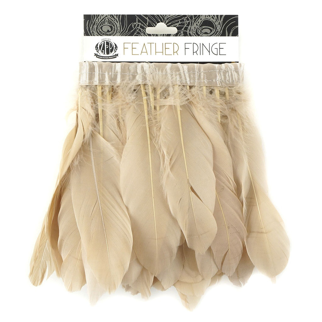 Parried Goose Pallet Feather Fringe - 6" - 1yd Beige