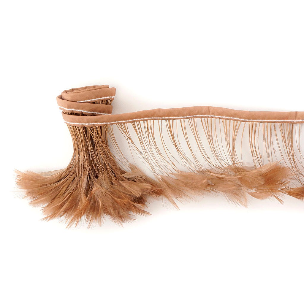 Stripped Hackle Feather Fringe - Beige