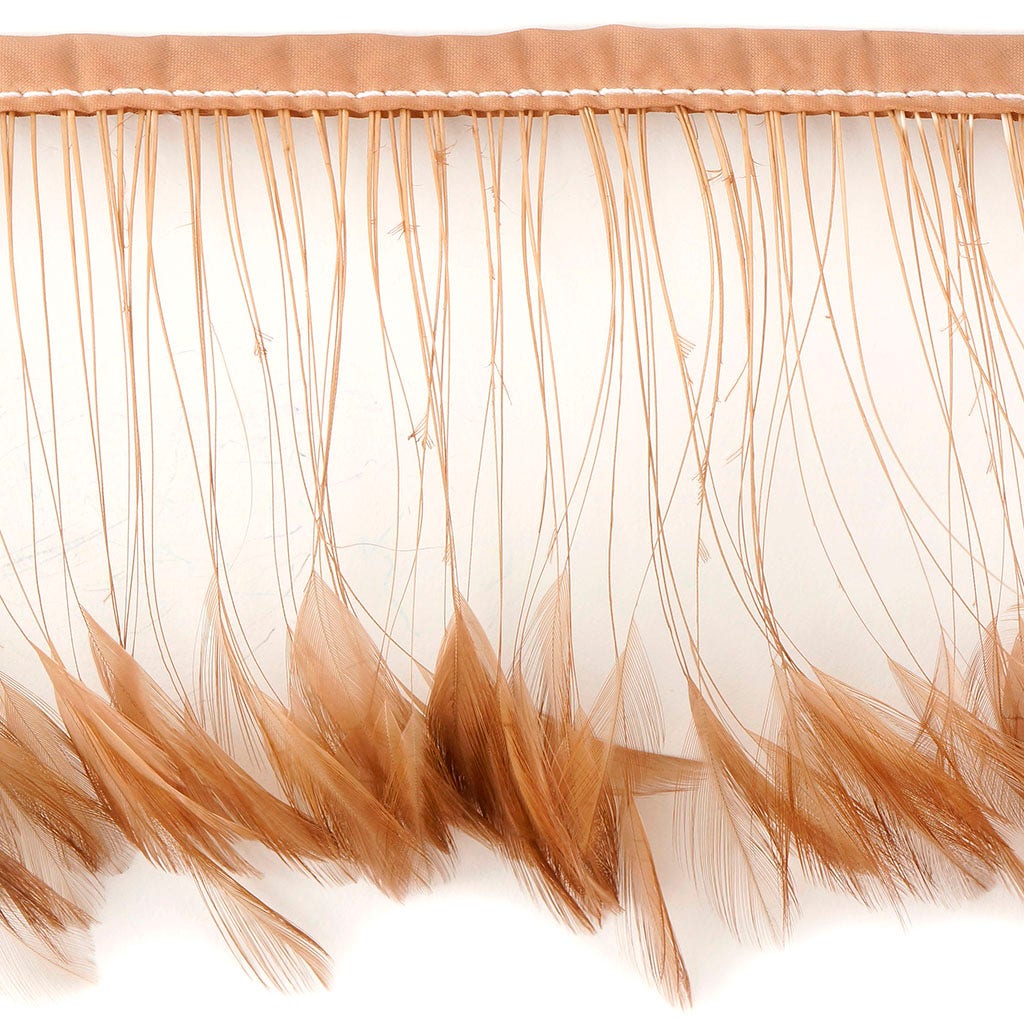 Stripped Hackle Feather Fringe - Beige