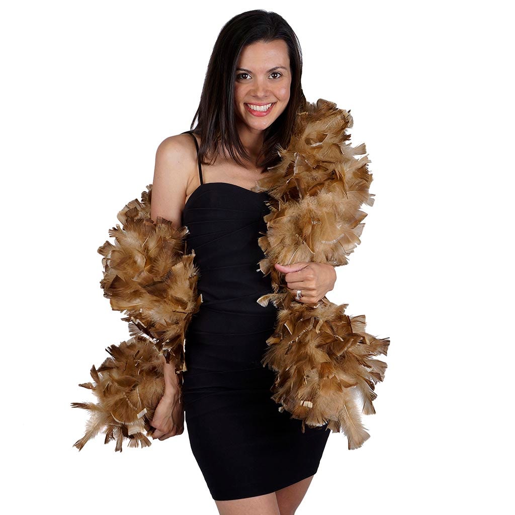 Turkey Ruff Feather Boa - Bleached Bronze - Beige