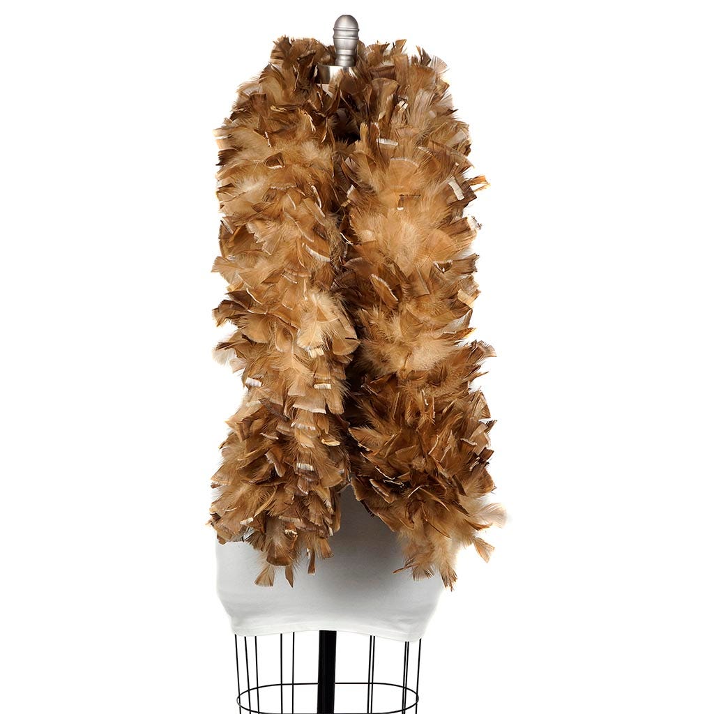 Turkey Ruff Feather Boa - Bleached Bronze - Beige