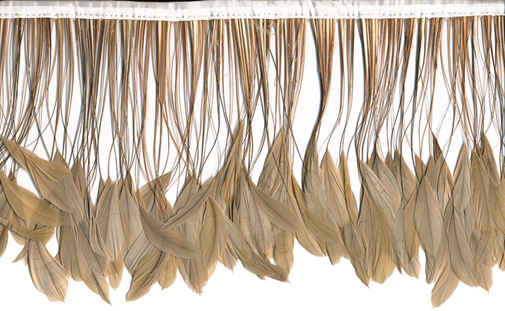 Stripped Bleached Coque Fringe - Beige