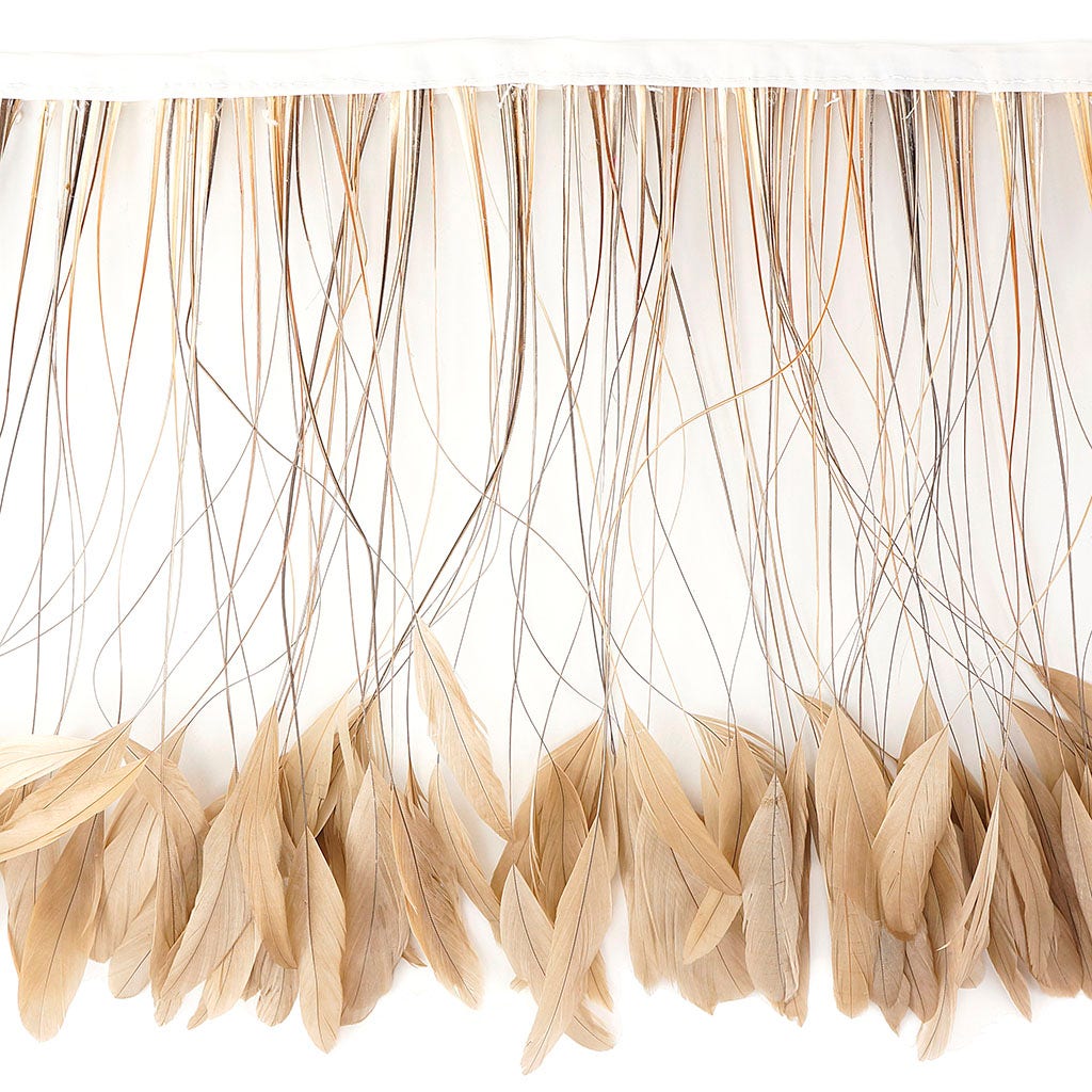 Stripped Bleached Coque Fringe - Beige