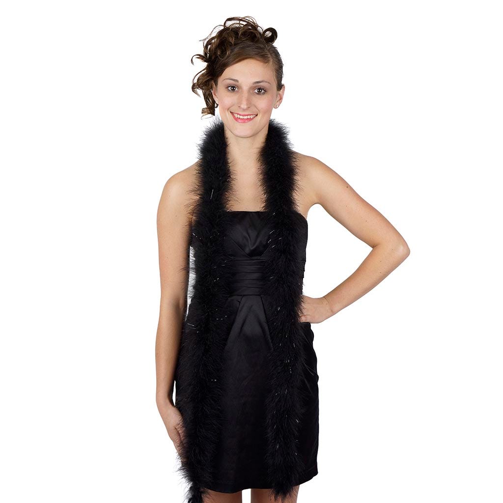 Marabou Boa with Lurex - Mediumweight  - Black/Black Lurex