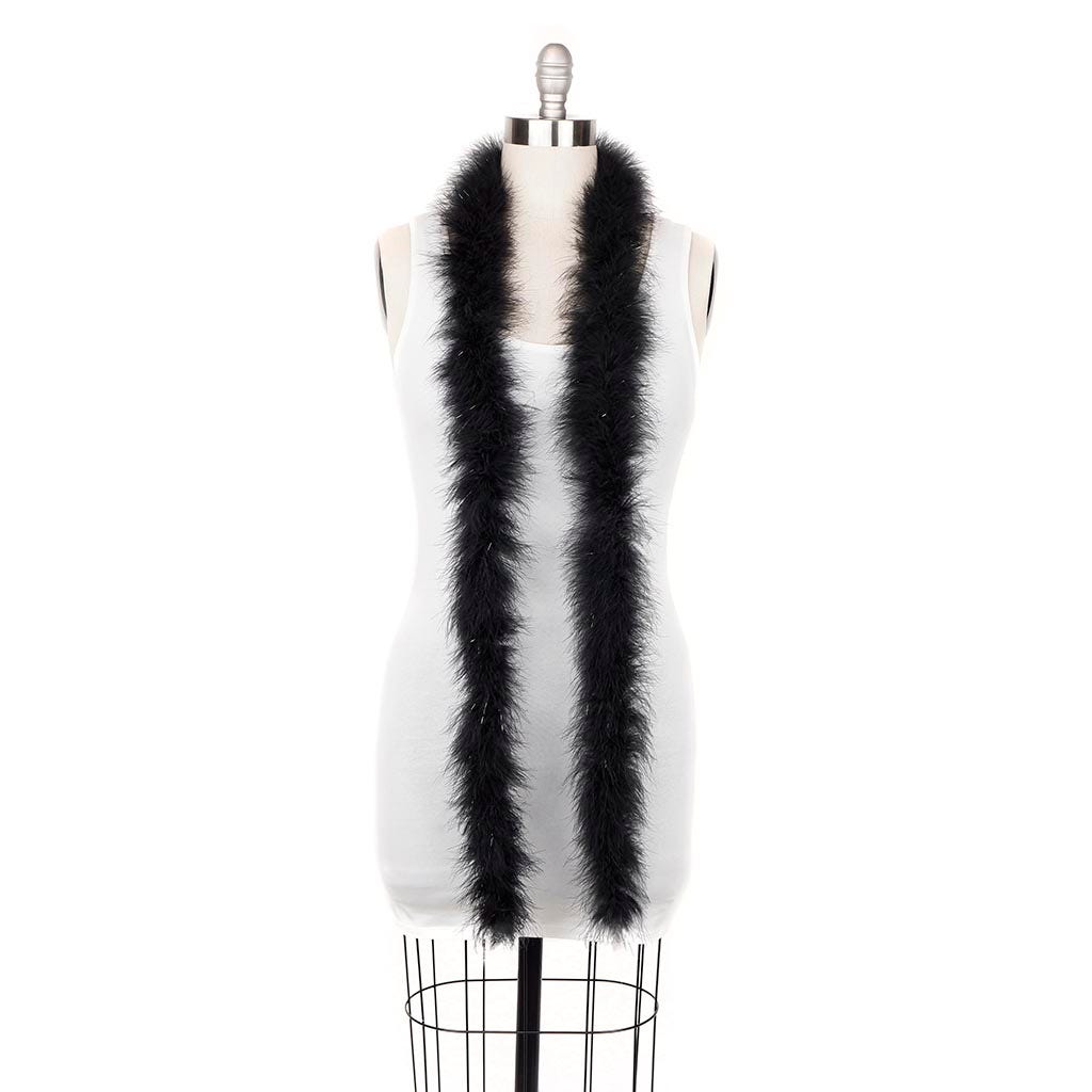 Marabou Boa with Lurex - Mediumweight  - Black/Black Lurex