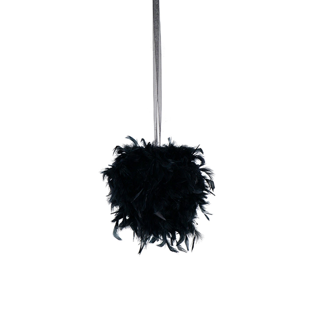 Chandelle Feather Pom Poms - Black - 12"