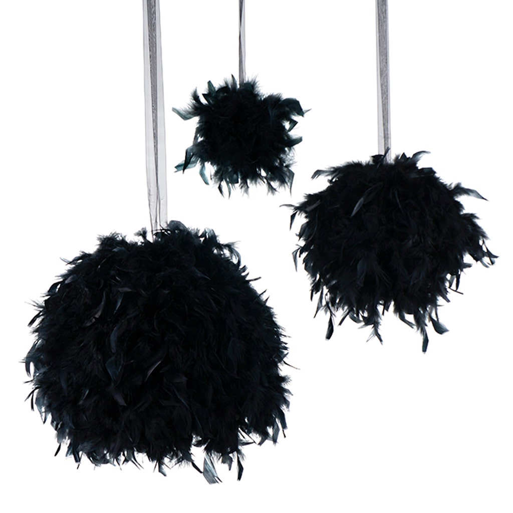 Chandelle Feather Pom Poms - Black