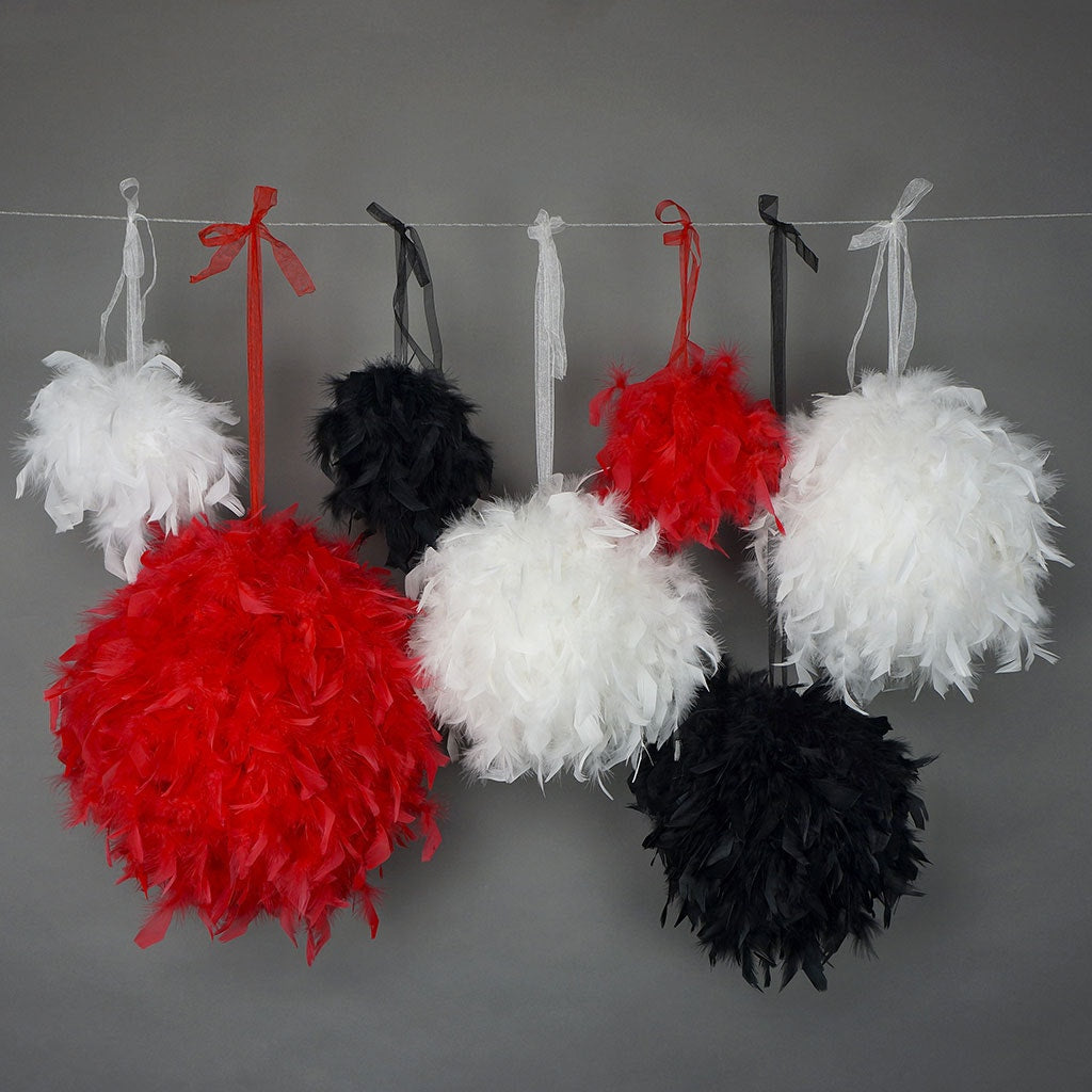 Chandelle Feather Pom Poms - Black - 12"