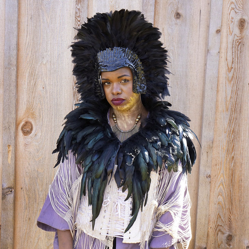 Black Feather Carnival Headdress