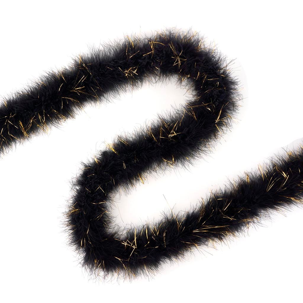 Full Marabou Feather Boa with Lurex - Black/Gold Lurex