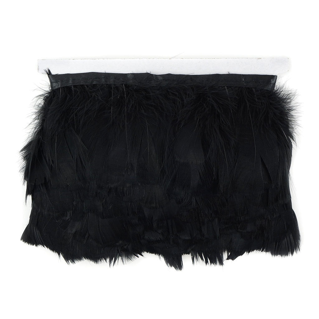 Goose Feather Fringe Trim - 5 Yards - Black