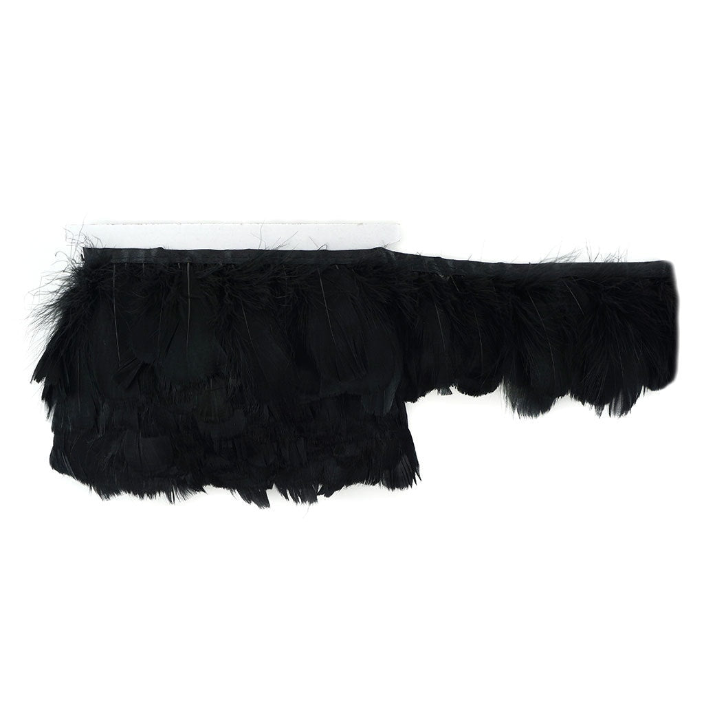 Goose Feather Fringe Trim - 5 Yards - Black