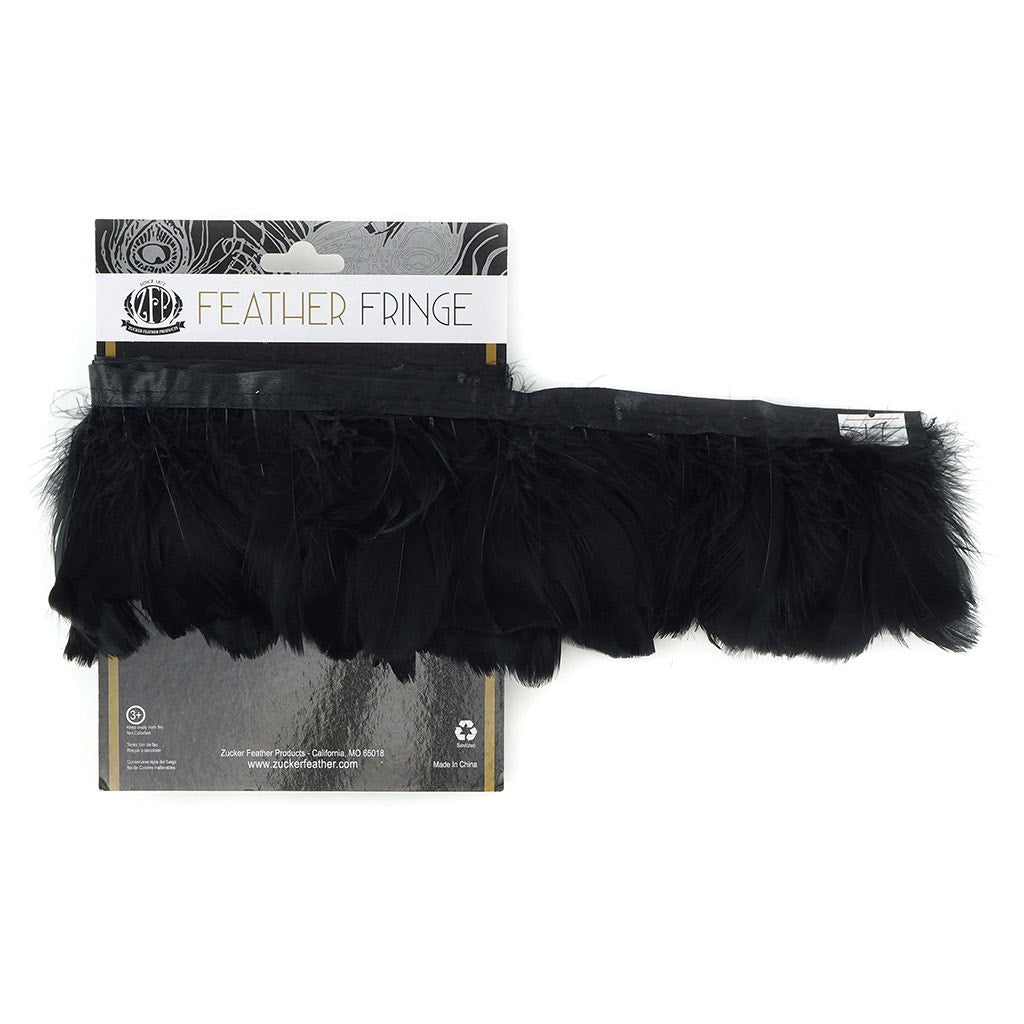 Goose Feather Fringe Trim - 1 Yard - Black