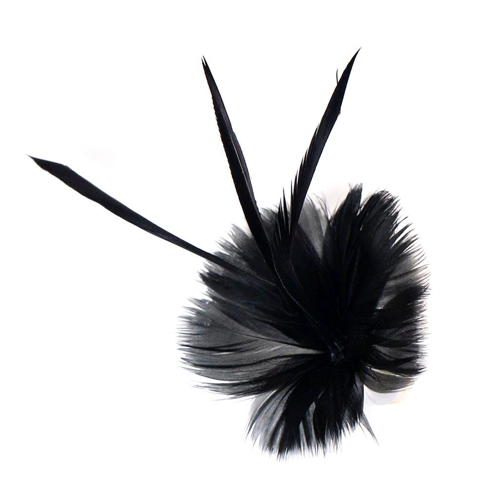 Black Coquille and Biot Feather Floral Pick