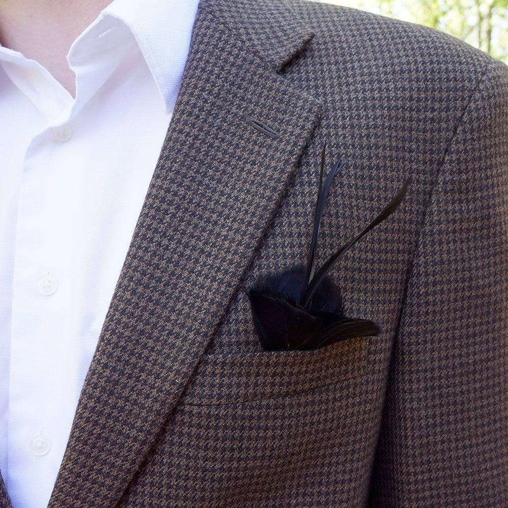 Black Coquille and Biot Feather Floral Pick
