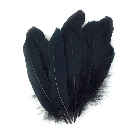 Goose Satinette Feathers Dyed - Black - 1/4 lb