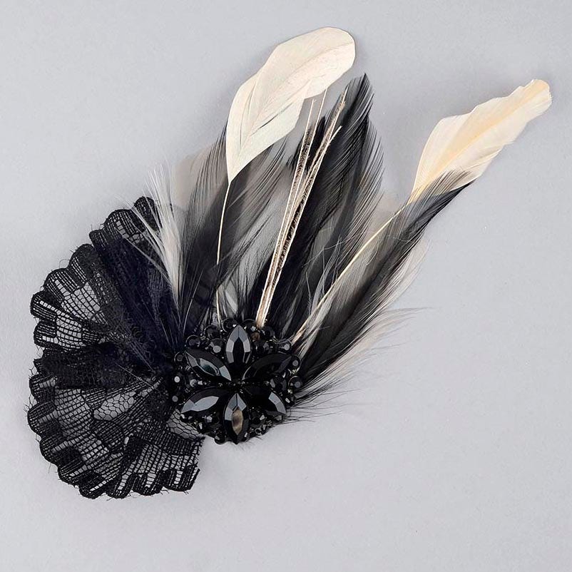 Feather Headband Embellishment w/Hackle/Stripped Coque