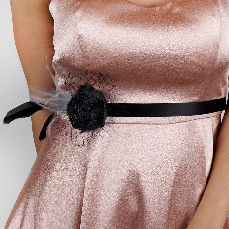 Feather Headband Embellishment w/Stripped Coque/Hackle