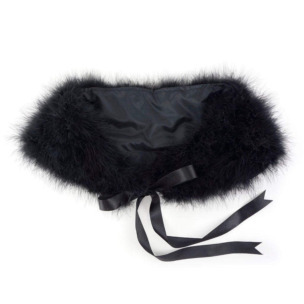 Marabou Feather Shawl w/Ribbon Ties - Black