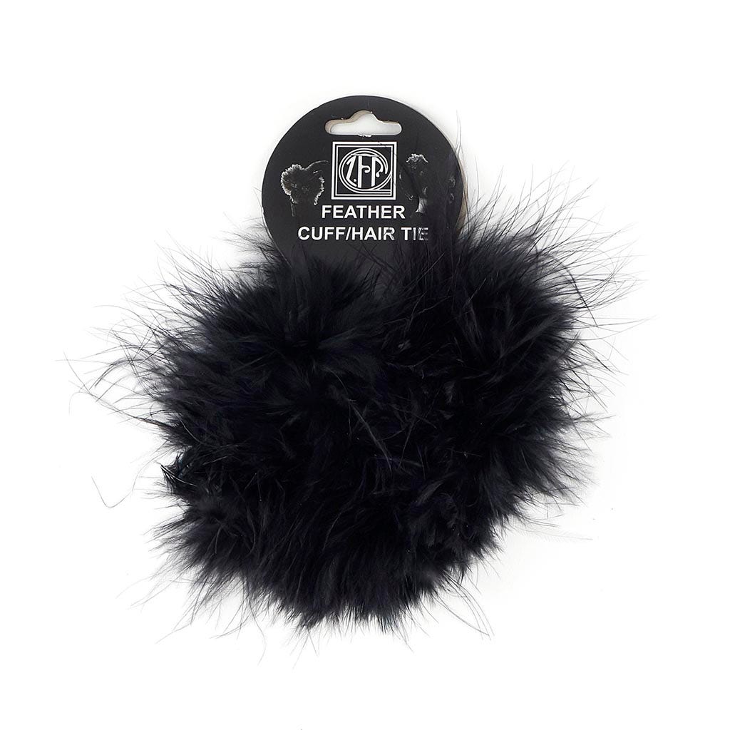 Marabou Cuffs & Hair Ties - Black