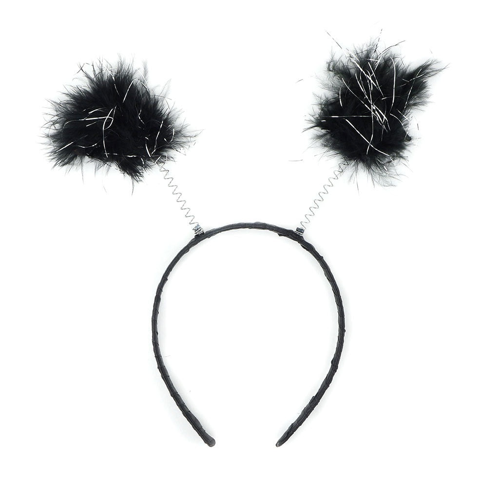 Marabou Antenna Headband w/Lurex Black/Silver