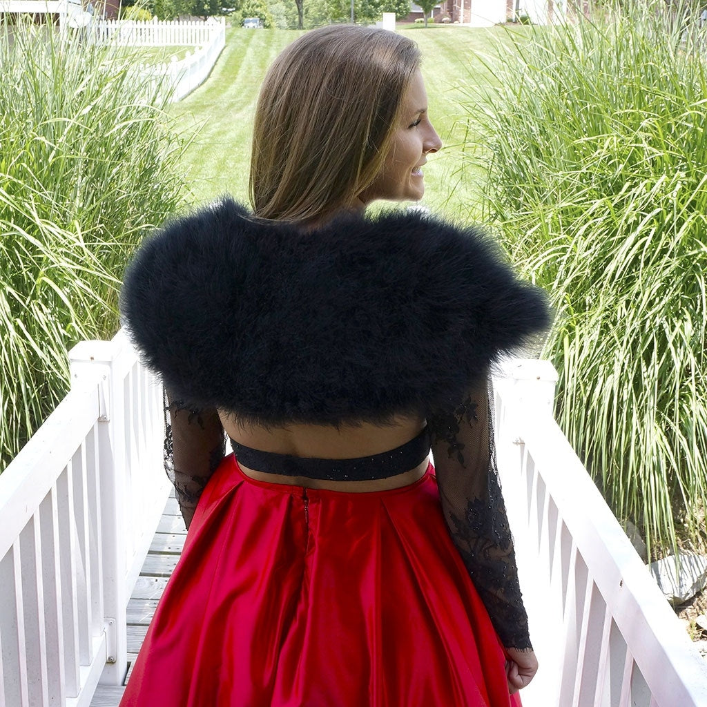 Marabou Feather Shawl w/Hook - Black