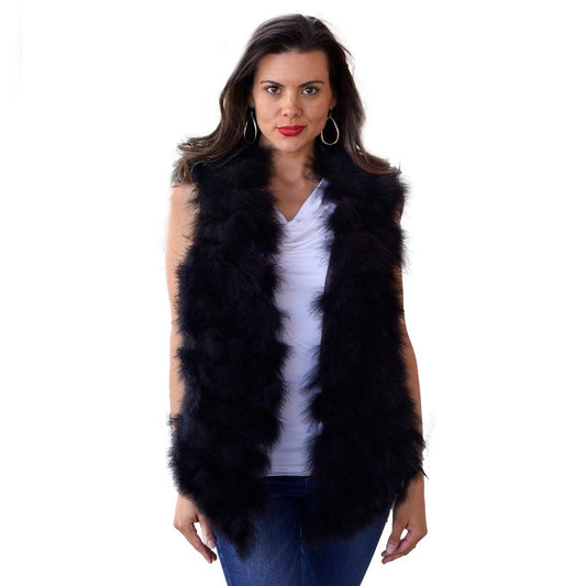 Marabou Layered Feather Vest Large - Black