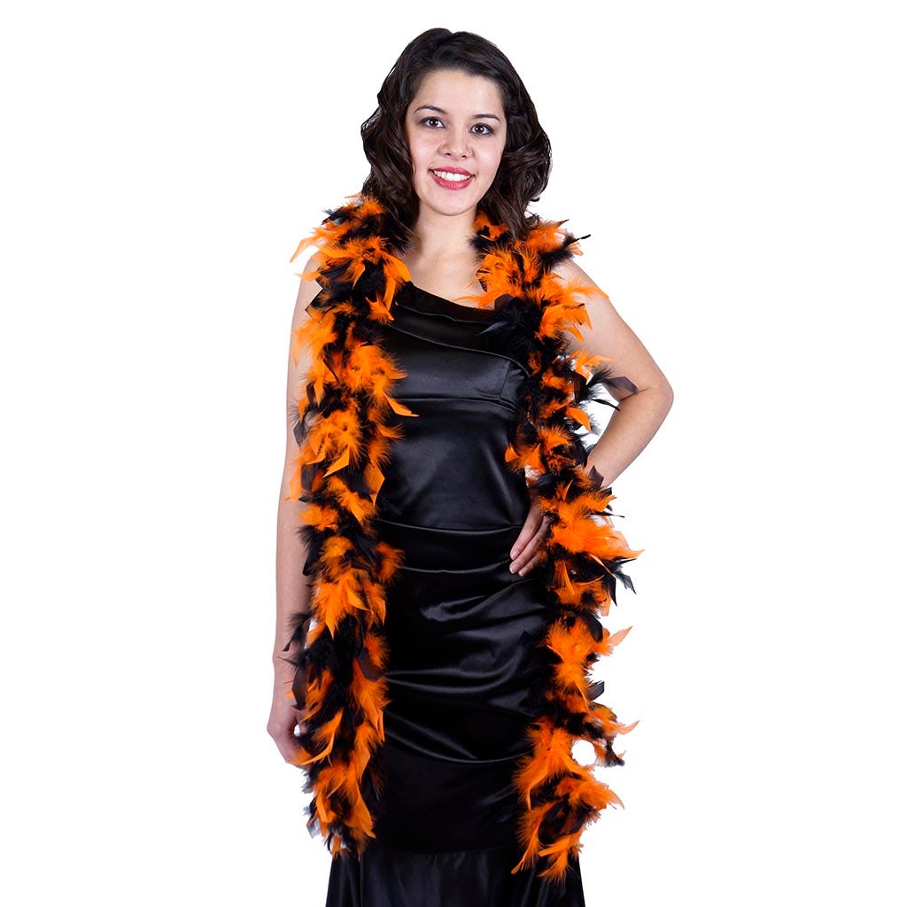 Chandelle Feather Boa - Lightweight Colors - Black/Orange