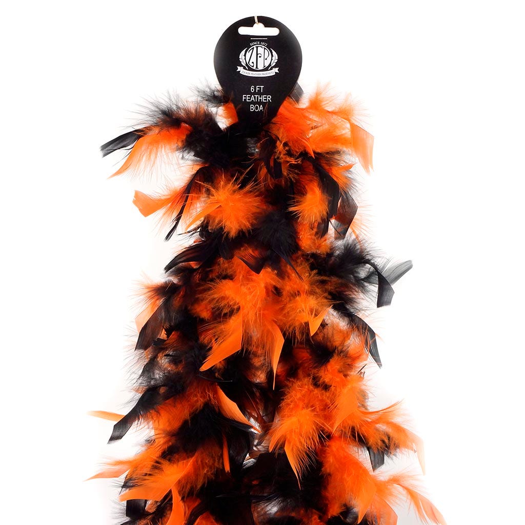 Chandelle Feather Boa - Lightweight Colors - Black/Orange