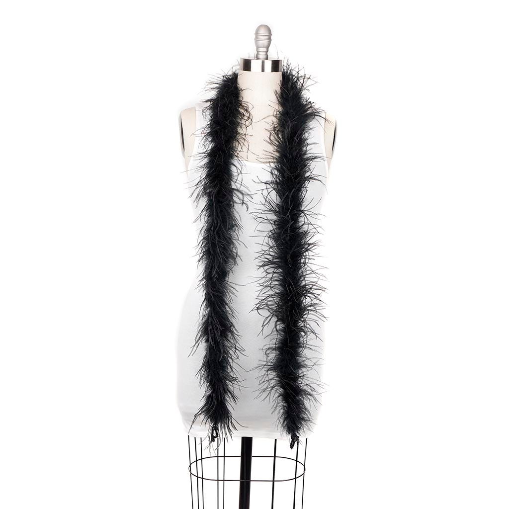 Marabou and Ostrich Feather Boa - Black