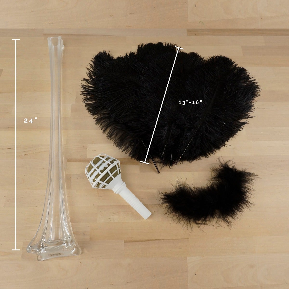 Ostrich Eiffel Tower Centerpiece Black With Clear Vase